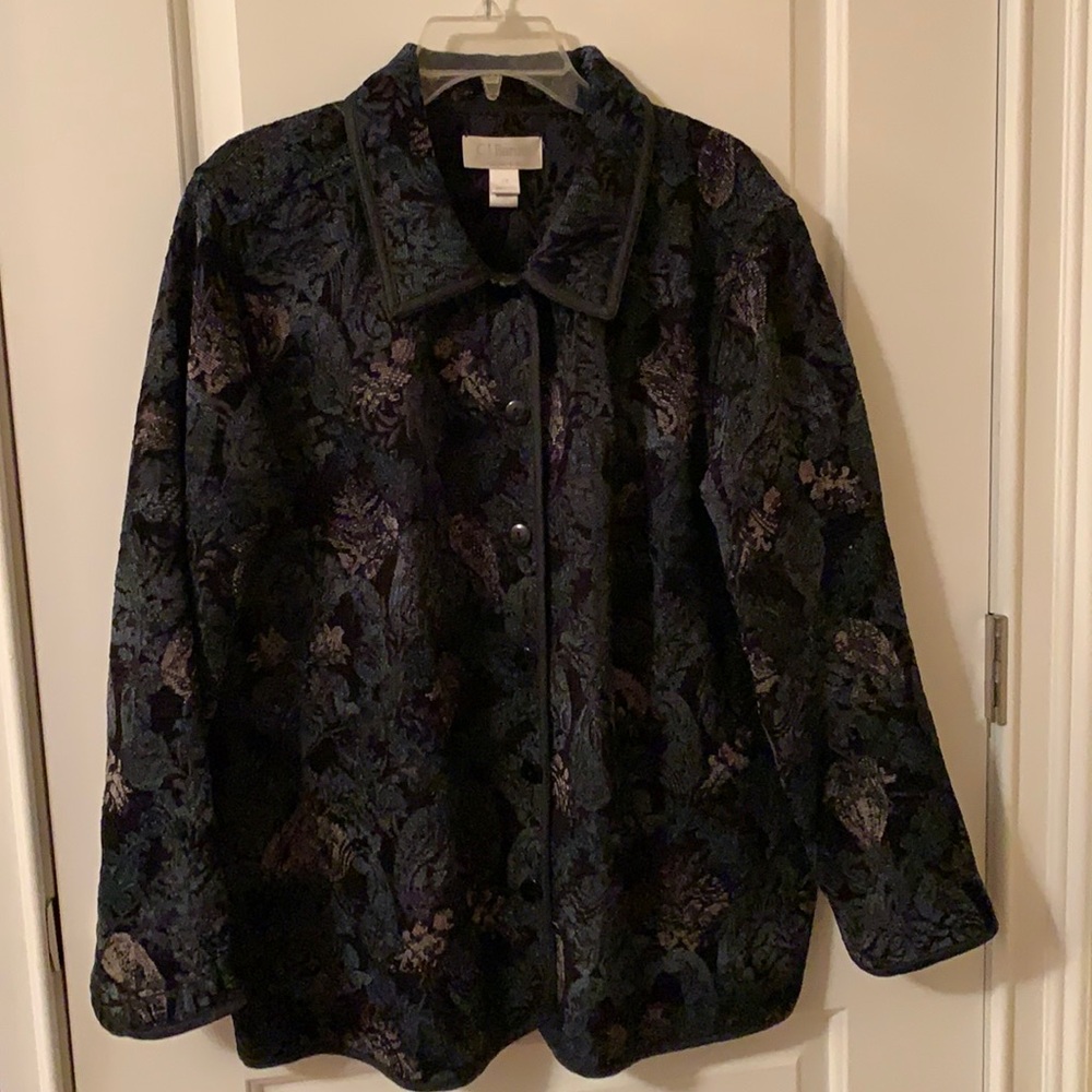 C.J. Banks 2x black, teal& taupe embroidered jacket